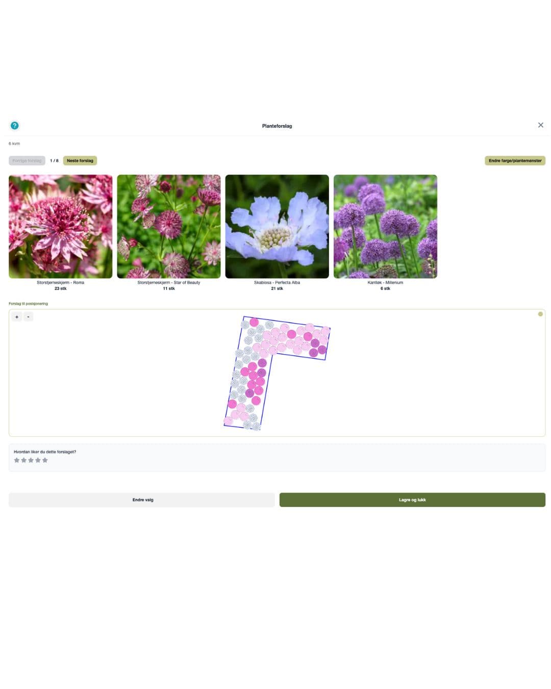 Velg planter og plassering
